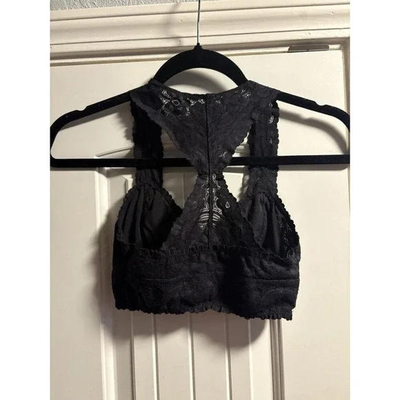 Intimately Free People Black Lace Bralette XS Racerback Galloon Lace - Picture 4 of 4